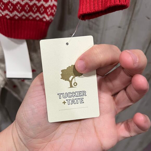 New! Tucker + Tate Holiday Christmas Red Jacquard Sweater & Pants Set 9 Months - Picture 4 of 6